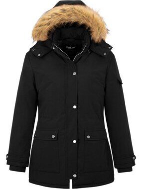 Plus Size Women's Winter Waterproof Puffer Coat with Hood, Thick & Warm